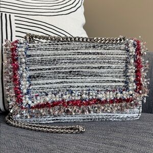 ZARA Beaded Tweed Cross-Body Bag